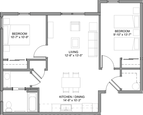 Nueva Esperanza 2 Bed Floor Plan
